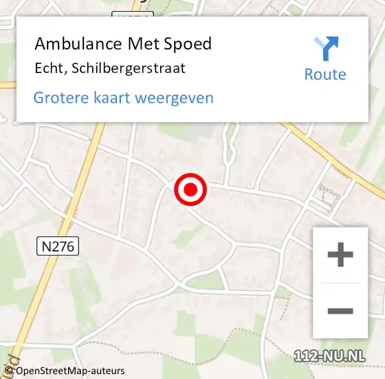 Locatie op kaart van de 112 melding: Ambulance Met Spoed Naar Echt, Schilbergerstraat op 29 augustus 2023 18:43