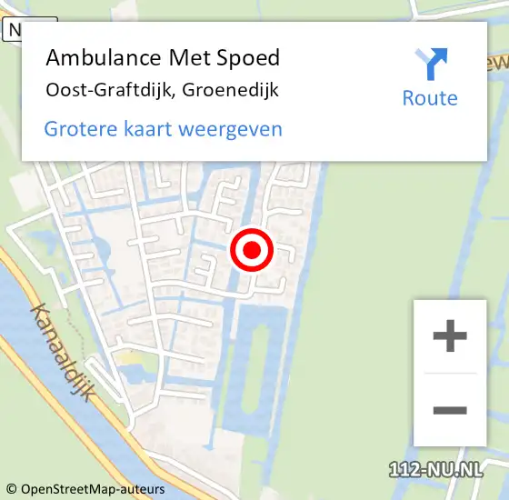 Locatie op kaart van de 112 melding: Ambulance Met Spoed Naar Oost-Graftdijk, Groenedijk op 9 september 2013 13:53