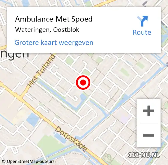 Locatie op kaart van de 112 melding: Ambulance Met Spoed Naar Wateringen, Oostblok op 29 augustus 2023 18:49