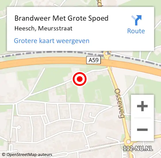 Locatie op kaart van de 112 melding: Brandweer Met Grote Spoed Naar Heesch, Meursstraat op 29 augustus 2023 18:51