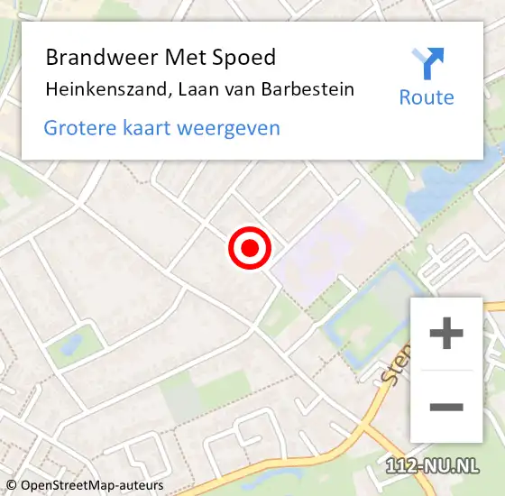 Locatie op kaart van de 112 melding: Brandweer Met Spoed Naar Heinkenszand, Laan van Barbestein op 29 augustus 2023 18:55