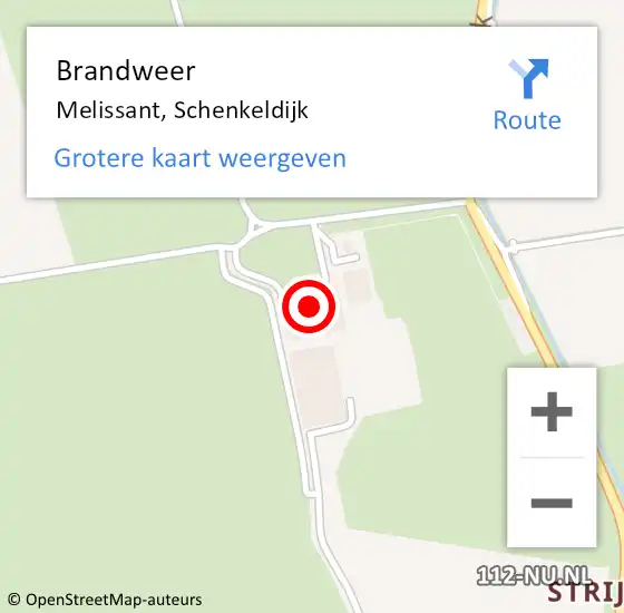 Locatie op kaart van de 112 melding: Brandweer Melissant, Schenkeldijk op 29 augustus 2023 19:16