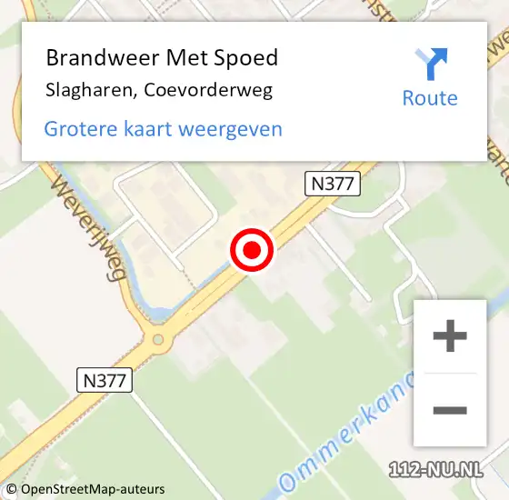 Locatie op kaart van de 112 melding: Brandweer Met Spoed Naar Slagharen, Coevorderweg op 6 september 2014 11:10