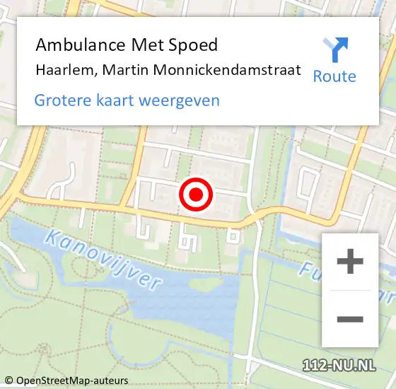 Locatie op kaart van de 112 melding: Ambulance Met Spoed Naar Haarlem, Martin Monnickendamstraat op 29 augustus 2023 19:49