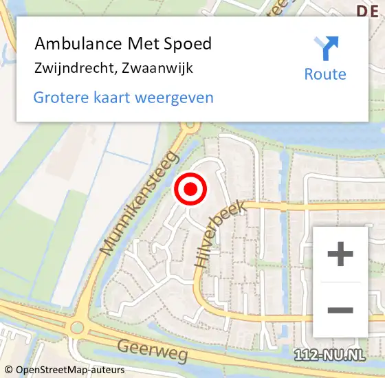 Locatie op kaart van de 112 melding: Ambulance Met Spoed Naar Zwijndrecht, Zwaanwijk op 29 augustus 2023 20:17