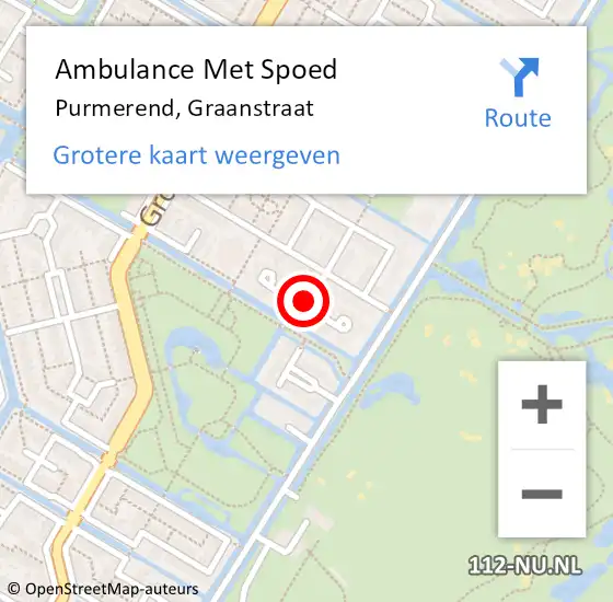 Locatie op kaart van de 112 melding: Ambulance Met Spoed Naar Purmerend, Graanstraat op 29 augustus 2023 20:25