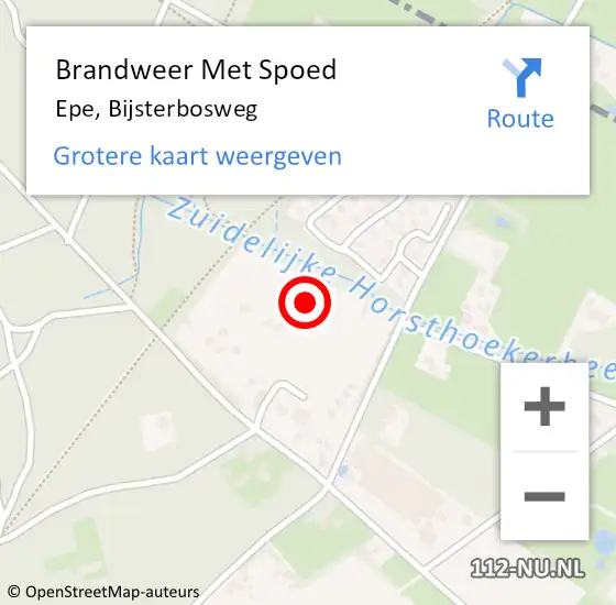 Locatie op kaart van de 112 melding: Brandweer Met Spoed Naar Epe, Bijsterbosweg op 29 augustus 2023 21:01