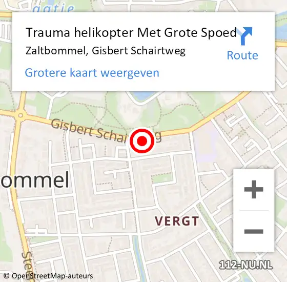 Locatie op kaart van de 112 melding: Trauma helikopter Met Grote Spoed Naar Zaltbommel, Gisbert Schairtweg op 29 augustus 2023 21:03