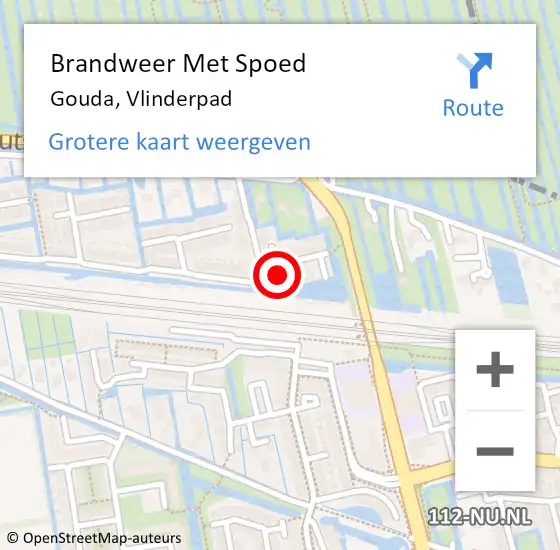 Locatie op kaart van de 112 melding: Brandweer Met Spoed Naar Gouda, Vlinderpad op 29 augustus 2023 21:25