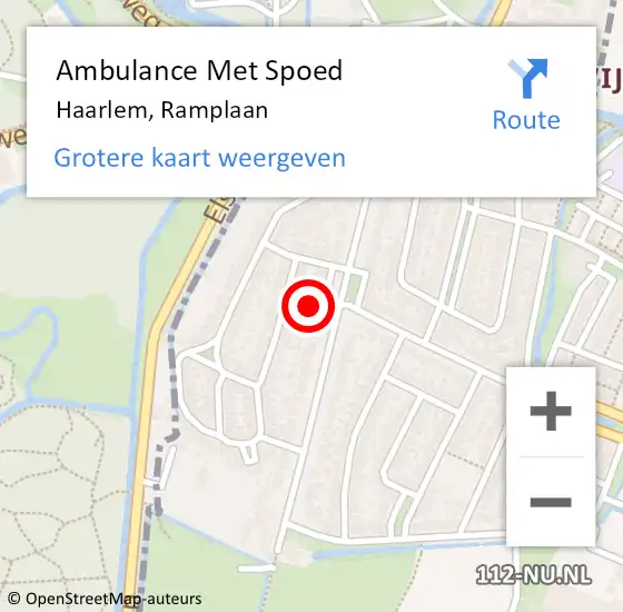 Locatie op kaart van de 112 melding: Ambulance Met Spoed Naar Haarlem, Ramplaan op 29 augustus 2023 21:37