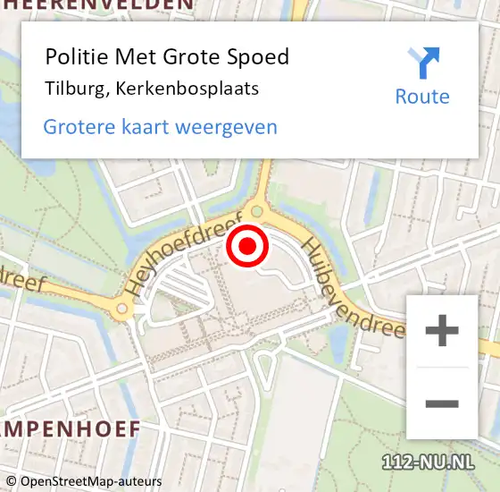 Locatie op kaart van de 112 melding: Politie Met Grote Spoed Naar Tilburg, Kerkenbosplaats op 29 augustus 2023 21:44