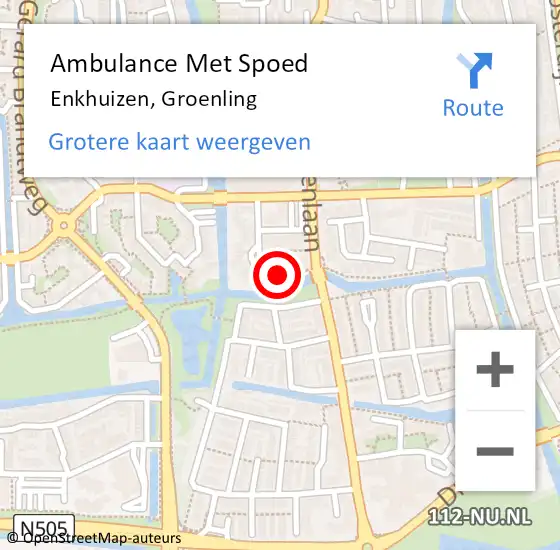 Locatie op kaart van de 112 melding: Ambulance Met Spoed Naar Enkhuizen, Groenling op 29 augustus 2023 21:51