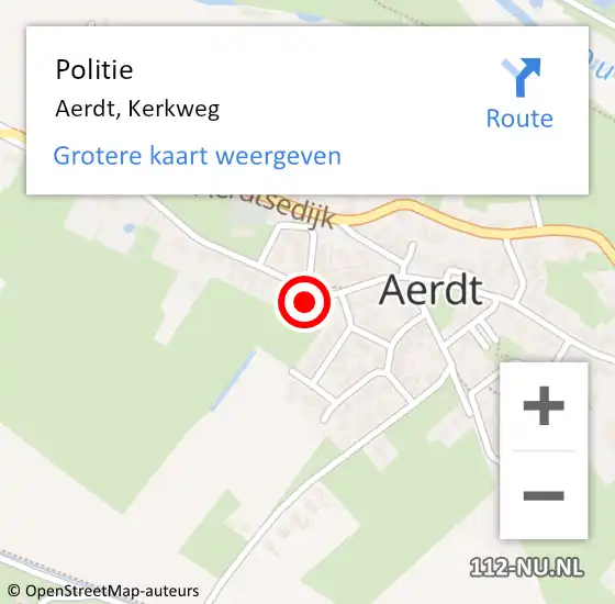 Locatie op kaart van de 112 melding: Politie Aerdt, Kerkweg op 29 augustus 2023 22:19