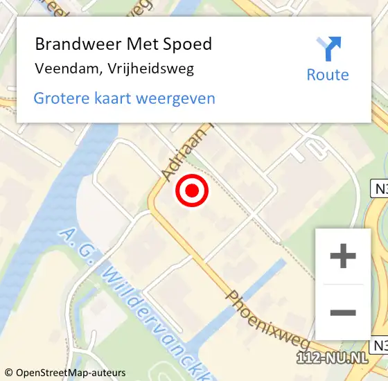 Locatie op kaart van de 112 melding: Brandweer Met Spoed Naar Veendam, Vrijheidsweg op 29 augustus 2023 23:11