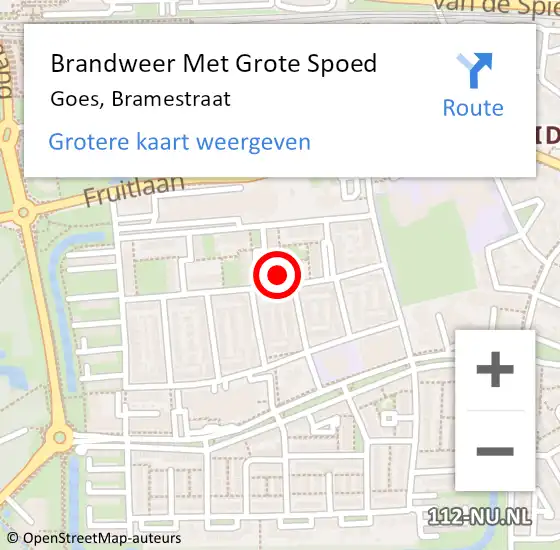 Locatie op kaart van de 112 melding: Brandweer Met Grote Spoed Naar Goes, Bramestraat op 29 augustus 2023 23:23