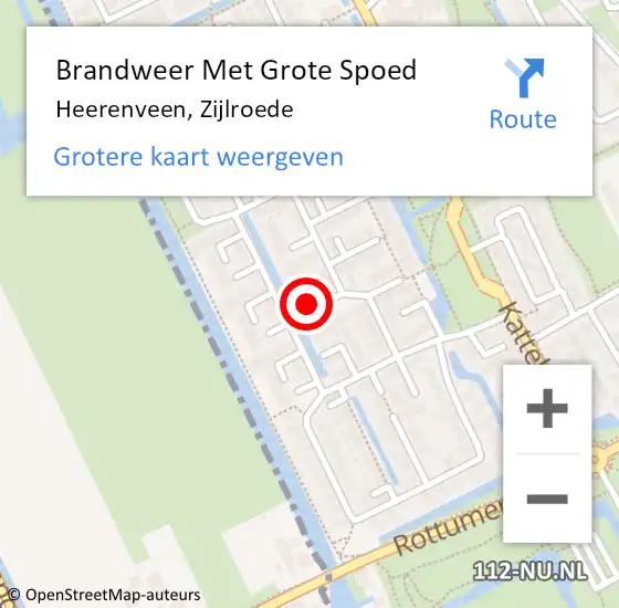 Locatie op kaart van de 112 melding: Brandweer Met Grote Spoed Naar Heerenveen, Zijlroede op 29 augustus 2023 23:58