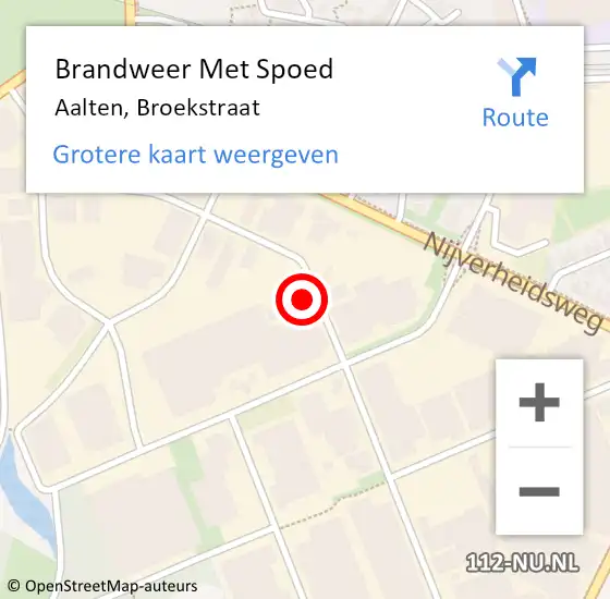 Locatie op kaart van de 112 melding: Brandweer Met Spoed Naar Aalten, Broekstraat op 30 augustus 2023 01:17