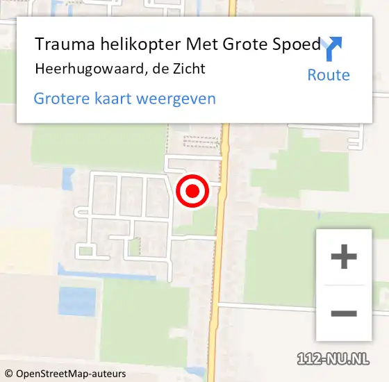 Locatie op kaart van de 112 melding: Trauma helikopter Met Grote Spoed Naar Heerhugowaard, de Zicht op 30 augustus 2023 01:28