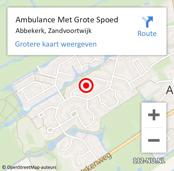 Locatie op kaart van de 112 melding: Ambulance Met Grote Spoed Naar Abbekerk, Zandvoortwijk op 30 augustus 2023 02:13