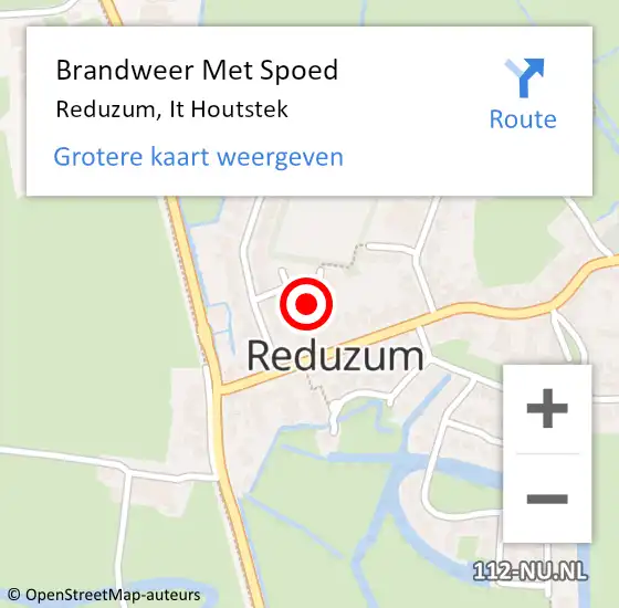 Locatie op kaart van de 112 melding: Brandweer Met Spoed Naar Reduzum, It Houtstek op 30 augustus 2023 04:48