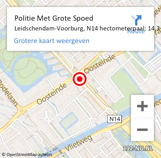 Locatie op kaart van de 112 melding: Politie Met Grote Spoed Naar Leidschendam-Voorburg, N14 hectometerpaal: 14,3 op 30 augustus 2023 07:57