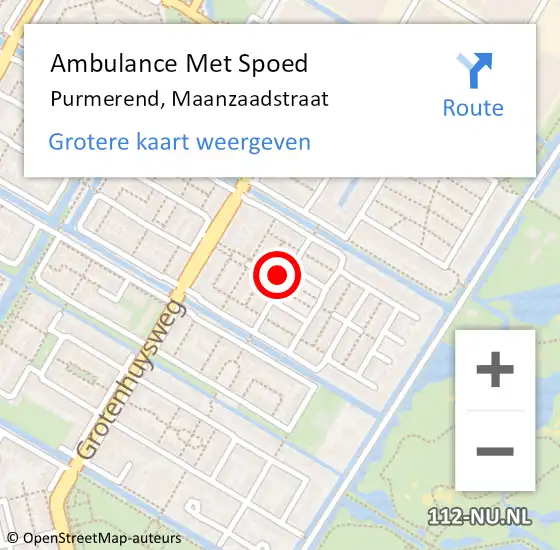 Locatie op kaart van de 112 melding: Ambulance Met Spoed Naar Purmerend, Maanzaadstraat op 30 augustus 2023 08:01