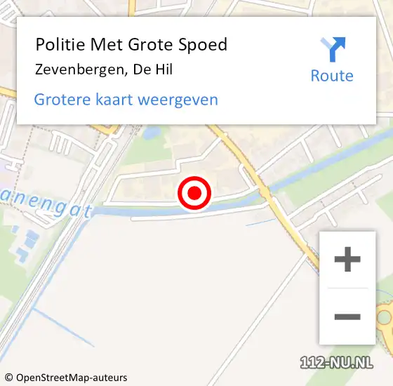 Locatie op kaart van de 112 melding: Politie Met Grote Spoed Naar Zevenbergen, De Hil op 30 augustus 2023 08:18