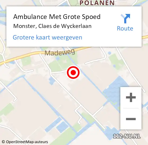 Locatie op kaart van de 112 melding: Ambulance Met Grote Spoed Naar Monster, Claes de Wyckerlaan op 30 augustus 2023 08:19