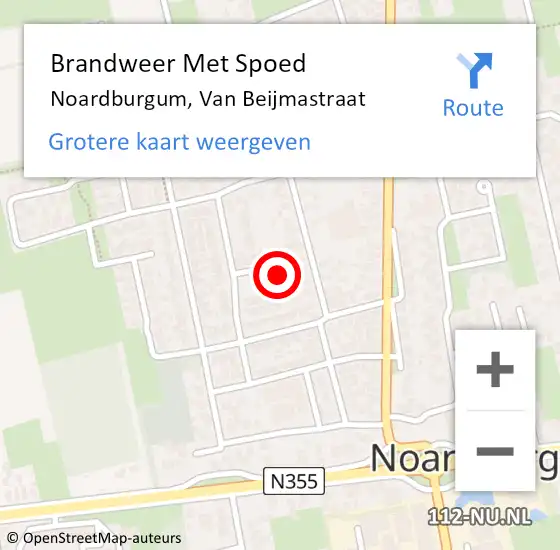 Locatie op kaart van de 112 melding: Brandweer Met Spoed Naar Noardburgum, Van Beijmastraat op 30 augustus 2023 08:23