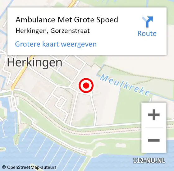 Locatie op kaart van de 112 melding: Ambulance Met Grote Spoed Naar Herkingen, Gorzenstraat op 30 augustus 2023 08:24