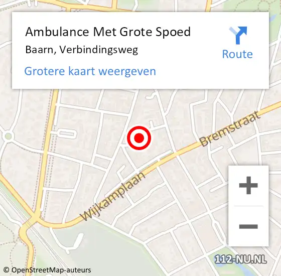 Locatie op kaart van de 112 melding: Ambulance Met Grote Spoed Naar Baarn, Verbindingsweg op 6 september 2014 11:48