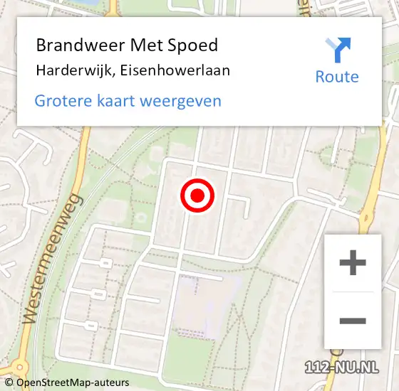 Locatie op kaart van de 112 melding: Brandweer Met Spoed Naar Harderwijk, Eisenhowerlaan op 30 augustus 2023 08:48