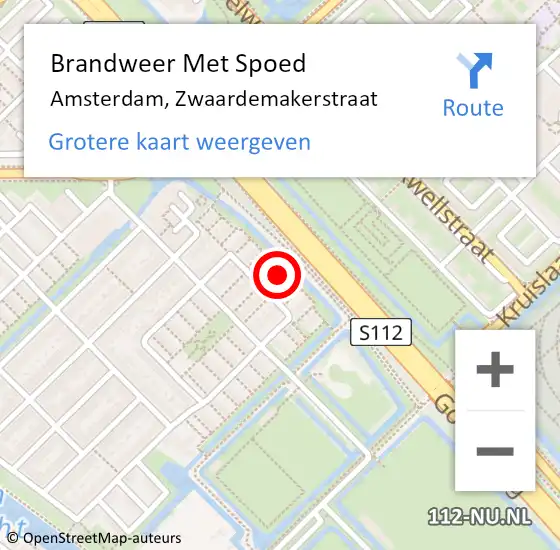 Locatie op kaart van de 112 melding: Brandweer Met Spoed Naar Amsterdam, Zwaardemakerstraat op 30 augustus 2023 08:49