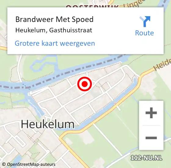 Locatie op kaart van de 112 melding: Brandweer Met Spoed Naar Heukelum, Gasthuisstraat op 30 augustus 2023 09:09