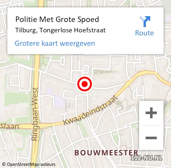 Locatie op kaart van de 112 melding: Politie Met Grote Spoed Naar Tilburg, Tongerlose Hoefstraat op 30 augustus 2023 09:13