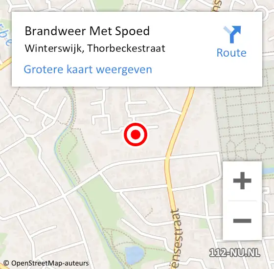 Locatie op kaart van de 112 melding: Brandweer Met Spoed Naar Winterswijk, Thorbeckestraat op 30 augustus 2023 09:16