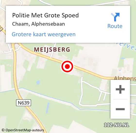 Locatie op kaart van de 112 melding: Politie Met Grote Spoed Naar Chaam, Alphensebaan op 30 augustus 2023 09:25