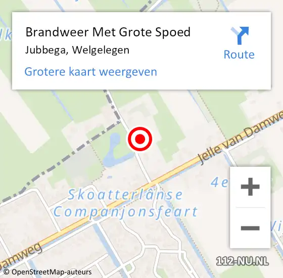 Locatie op kaart van de 112 melding: Brandweer Met Grote Spoed Naar Jubbega, Welgelegen op 30 augustus 2023 09:55