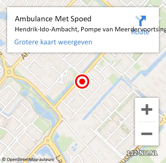 Locatie op kaart van de 112 melding: Ambulance Met Spoed Naar Hendrik-Ido-Ambacht, Pompe van Meerdervoortsingel op 30 augustus 2023 09:56