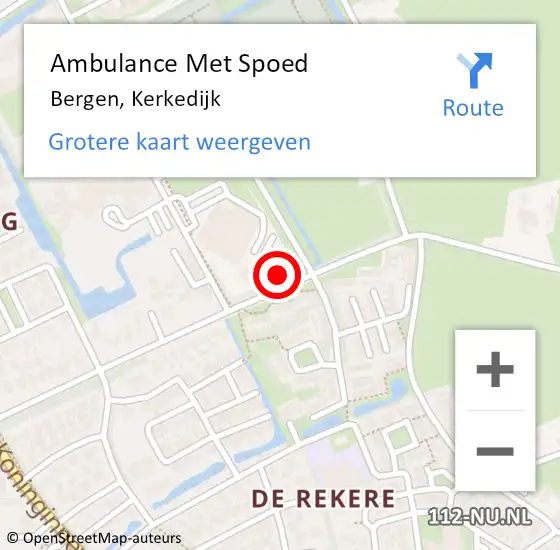 Locatie op kaart van de 112 melding: Ambulance Met Spoed Naar Bergen, Kerkedijk op 30 augustus 2023 10:11