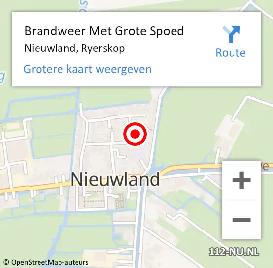 Locatie op kaart van de 112 melding: Brandweer Met Grote Spoed Naar Nieuwland, Ryerskop op 30 augustus 2023 10:36