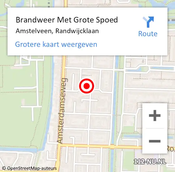 Locatie op kaart van de 112 melding: Brandweer Met Grote Spoed Naar Amstelveen, Randwijcklaan op 30 augustus 2023 11:06