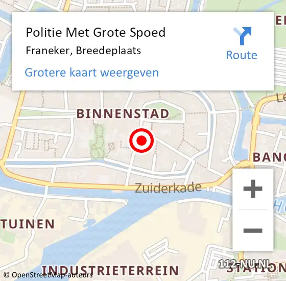 Locatie op kaart van de 112 melding: Politie Met Grote Spoed Naar Franeker, Breedeplaats op 30 augustus 2023 11:13