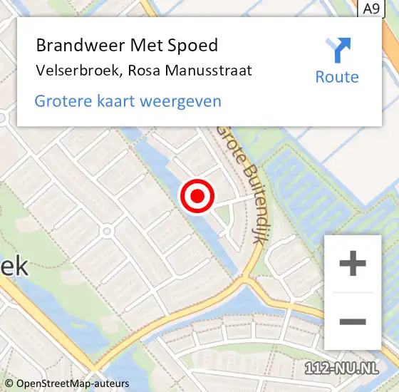 Locatie op kaart van de 112 melding: Brandweer Met Spoed Naar Velserbroek, Rosa Manusstraat op 30 augustus 2023 11:23