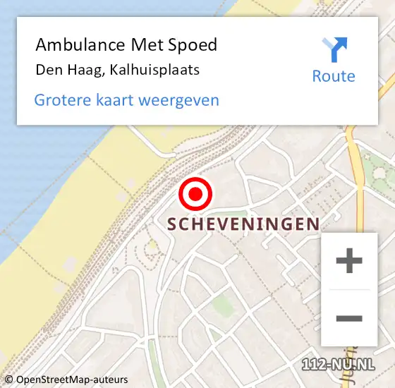 Locatie op kaart van de 112 melding: Ambulance Met Spoed Naar Den Haag, Kalhuisplaats op 30 augustus 2023 11:32