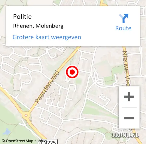 Locatie op kaart van de 112 melding: Politie Rhenen, Molenberg op 30 augustus 2023 11:37