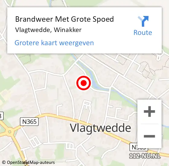 Locatie op kaart van de 112 melding: Brandweer Met Grote Spoed Naar Vlagtwedde, Winakker op 30 augustus 2023 11:40