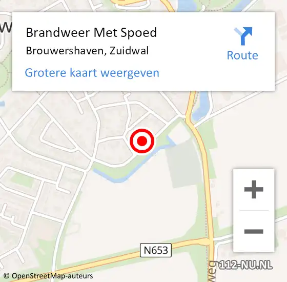 Locatie op kaart van de 112 melding: Brandweer Met Spoed Naar Brouwershaven, Zuidwal op 30 augustus 2023 11:47