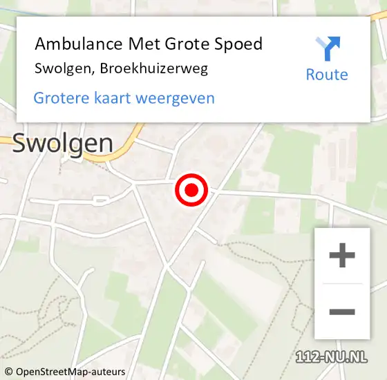 Locatie op kaart van de 112 melding: Ambulance Met Grote Spoed Naar Swolgen, Broekhuizerweg op 6 september 2014 12:14