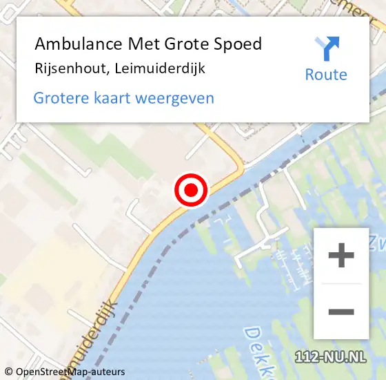 Locatie op kaart van de 112 melding: Ambulance Met Grote Spoed Naar Rijsenhout, Leimuiderdijk op 30 augustus 2023 12:25
